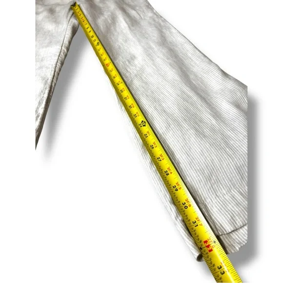 Banana Republic Elegant Cream Pinstripe Straight Flare Leg Size 4 Linen Trousers - Picture 4 of 13